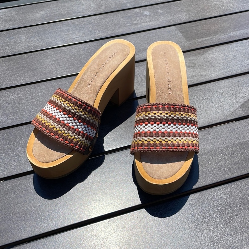 Veronica Beard Hannalee Woven Clog
Sandal Size 8 Brown multi NWOB